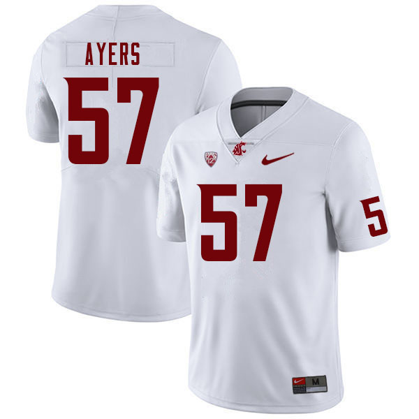 Men #57 Nick Ayers Washington State Cougars College Football Jerseys Sale-White - Click Image to Close